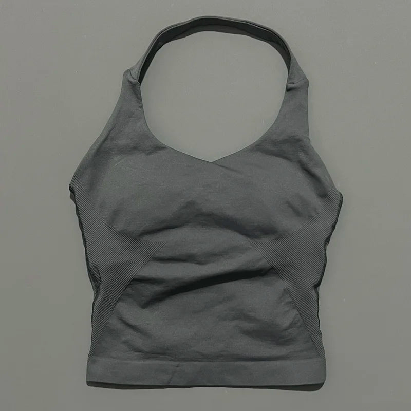 Seamless Halter Longline Sports Tank Top – Women's Gym & Yoga Wear