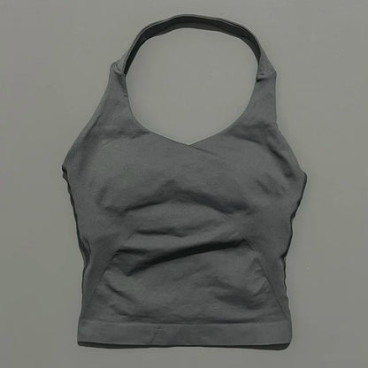 Seamless Halter Longline Sports Tank Top – Women's Gym & Yoga Wear