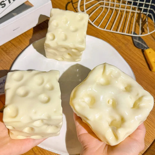 Squishy Cheese Cube Stress Ball – Sensory Fidget Toy