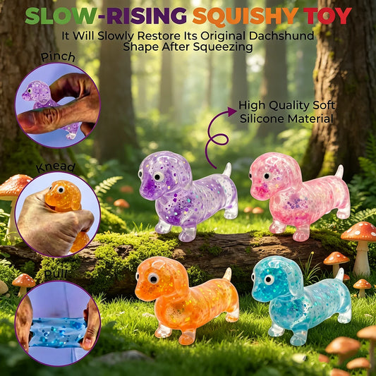 Dachshund Squeeze Fidget Toy – Glitter Stress Relief Sausage Dog