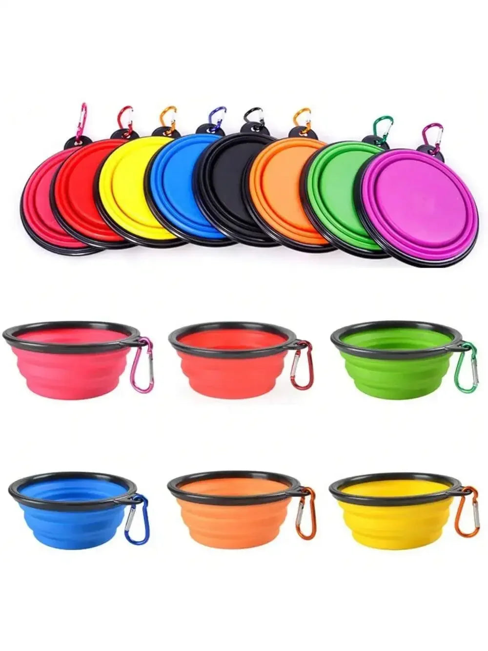 Collapsible Silicone Pet Travel Bowl – Portable Dog & Cat Feeder with Carabiner
