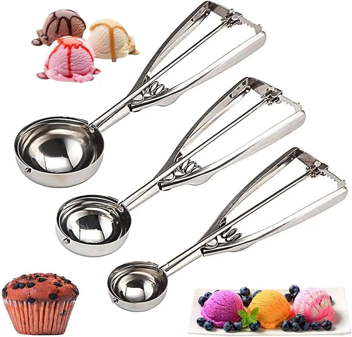 Cookie Scoop – Stainless Steel Trigger Dough Scoop for Baking