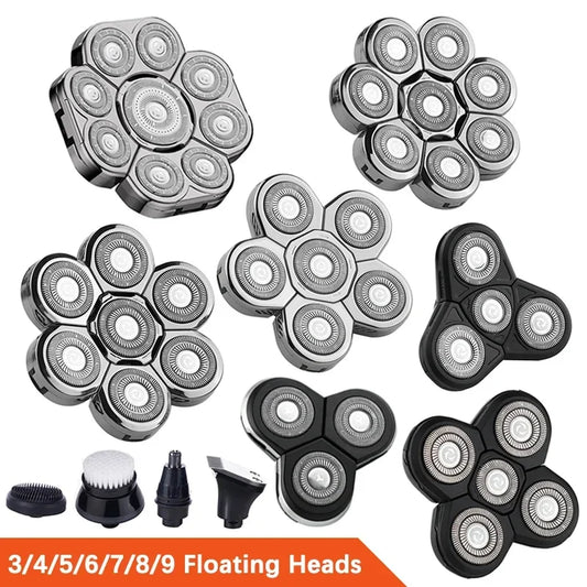 Replacement Electric Shaver Heads – 3 to 9 Floating Blades