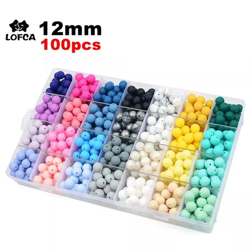 Silicone Beads 12mm Round BPA-Free – 100pcs for Teething Necklace & Pacifier Clips