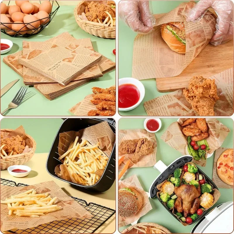 Oil-Proof Food Wrapping Paper – Burger, Sandwich & Fried Food Liner