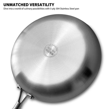 304 Stainless Steel Frying Pan – Uncoated Skillet for Gas & Induction