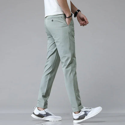 Men's Slim Stretch Casual Pants – Lightweight Summer Golf Trousers