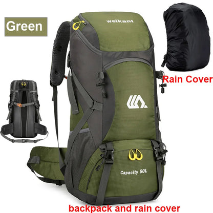 50L Hiking Backpack with Rain Cover – Waterproof Outdoor Travel Bag