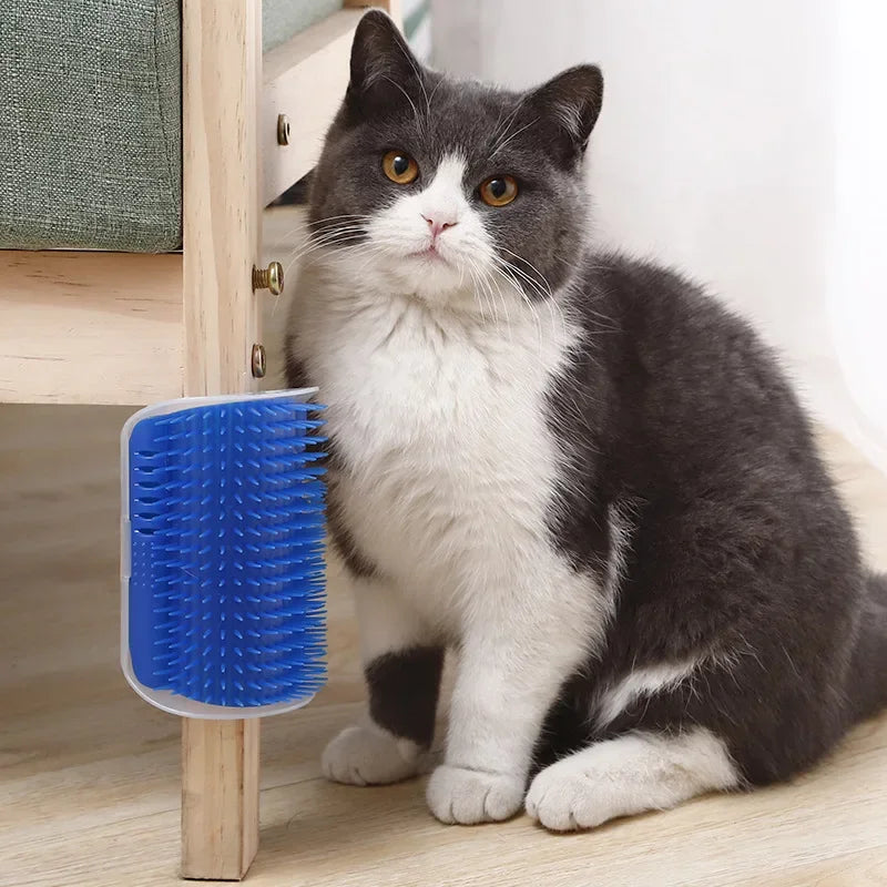 Cat Corner Grooming Brush – Self-Groomer Scratcher with Catnip
