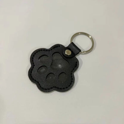 Pet Paw Leather Keychain – Memorial Keepsake for Dog & Cat Lovers