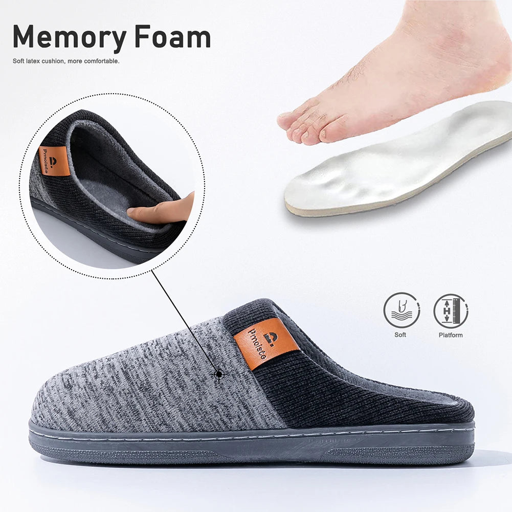 Men's Knitted Indoor Slippers with Anti-Slip TPR Sole