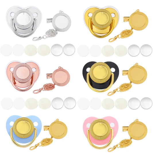 Luxury Baby Pacifier & Clip Set – BPA-Free Silicone with Bling Design