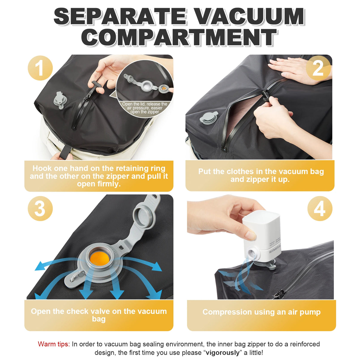 Travel Backpack with Vacuum Compression Pump – Cabin Approved
