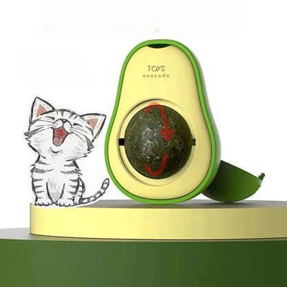 Catnip Ball Avocado Wall Toy – Rotatable Cat Mint Licker & Teeth Cleaner