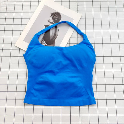 Women's Halter Neck Sports Bra Top with Removable Padding