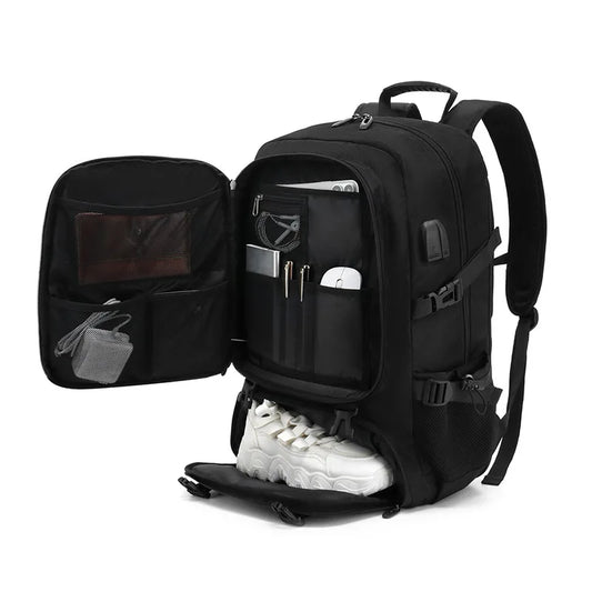 Large Travel Backpack 50L/80L – Waterproof with Separate Shoe Compartment