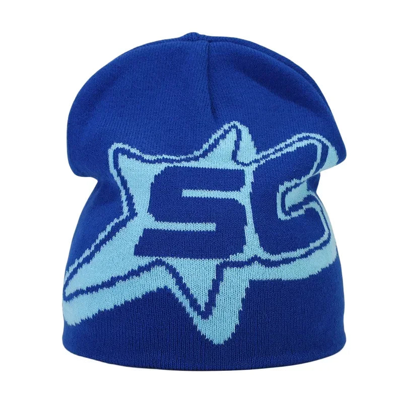 Y2K Letter Print Knit Beanie Hat – Unisex Winter Cap