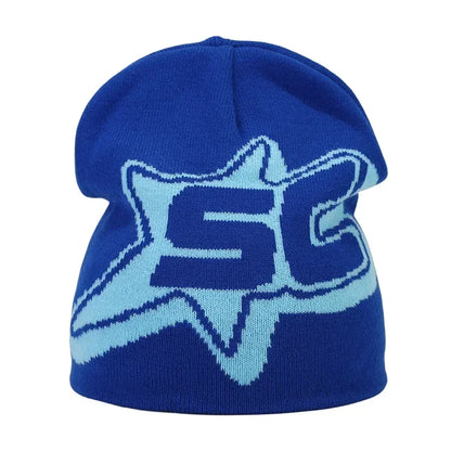 Y2K Letter Print Knit Beanie Hat – Unisex Winter Cap