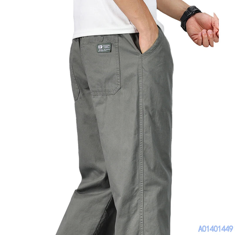 Men's Plus Size Relaxed Fit Casual Pants – Elastic Waist Cotton Trousers