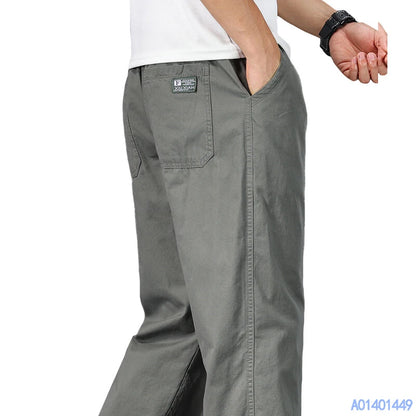 Men's Plus Size Relaxed Fit Casual Pants – Elastic Waist Cotton Trousers