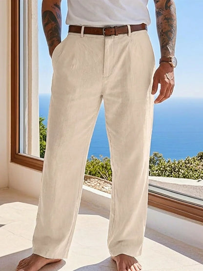 Men's Cotton Linen Pants – Loose Fit Casual Drawstring Jogger