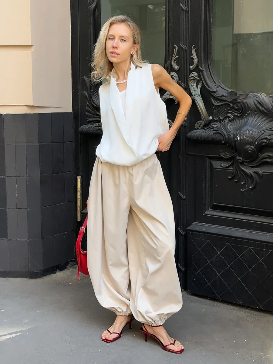 Women's Wide Leg Lantern Pants – Loose Cotton Casual Trousers