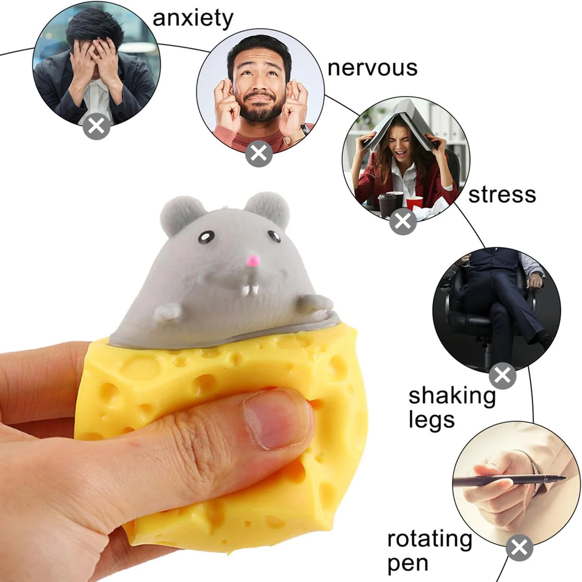 Mouse in Cheese Squeeze Toy – Pop-Up Fidget Stress Relief