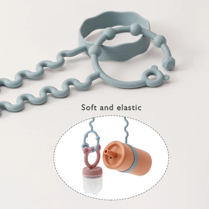 Baby Pacifier Clip Chain Silicone Teether with 2 Adjustable Clips