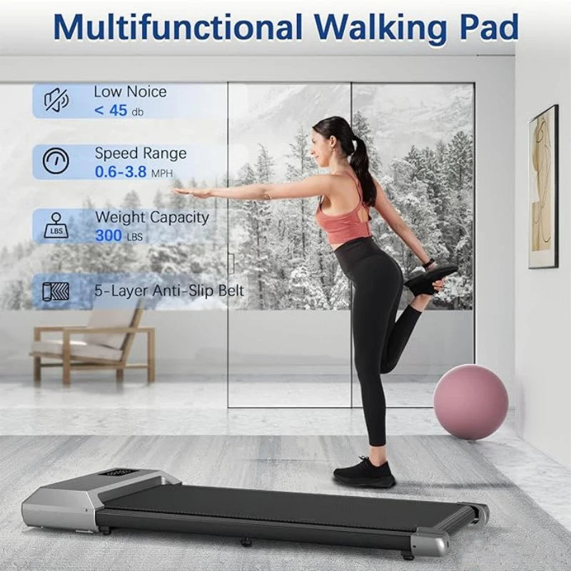2-in-1 Walking Pad Treadmill – 2.5HP, 300 lbs Capacity, LCD Display