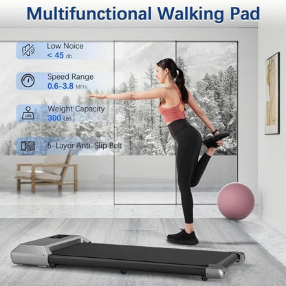 2-in-1 Walking Pad Treadmill – 2.5HP, 300 lbs Capacity, LCD Display