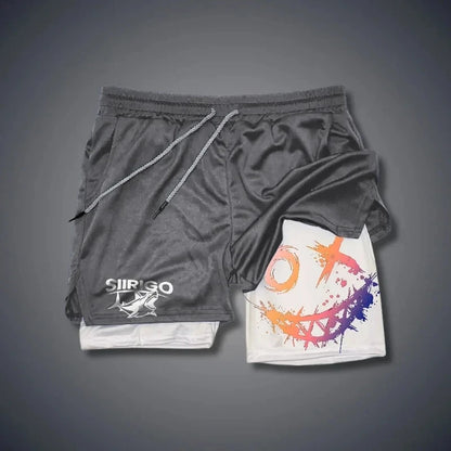 Men's 2-in-1 Graphic Print Fitness Shorts