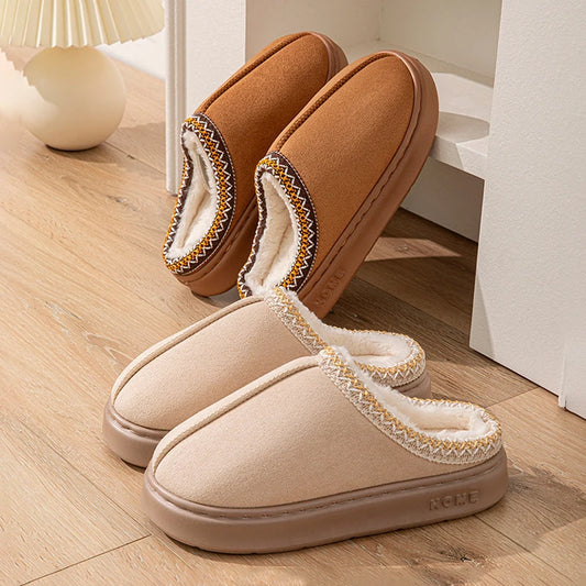 Women's Fuzzy Plush Slippers – Warm Indoor Mules
