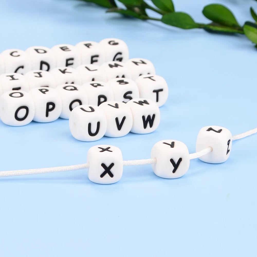 Silicone Alphabet Letter Beads 12mm – 40pcs Food Grade Teething