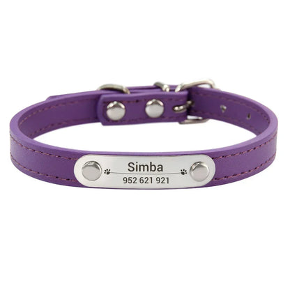 Personalized Dog Collar with Engraved ID Tag – PU Leather, Anti-Lost