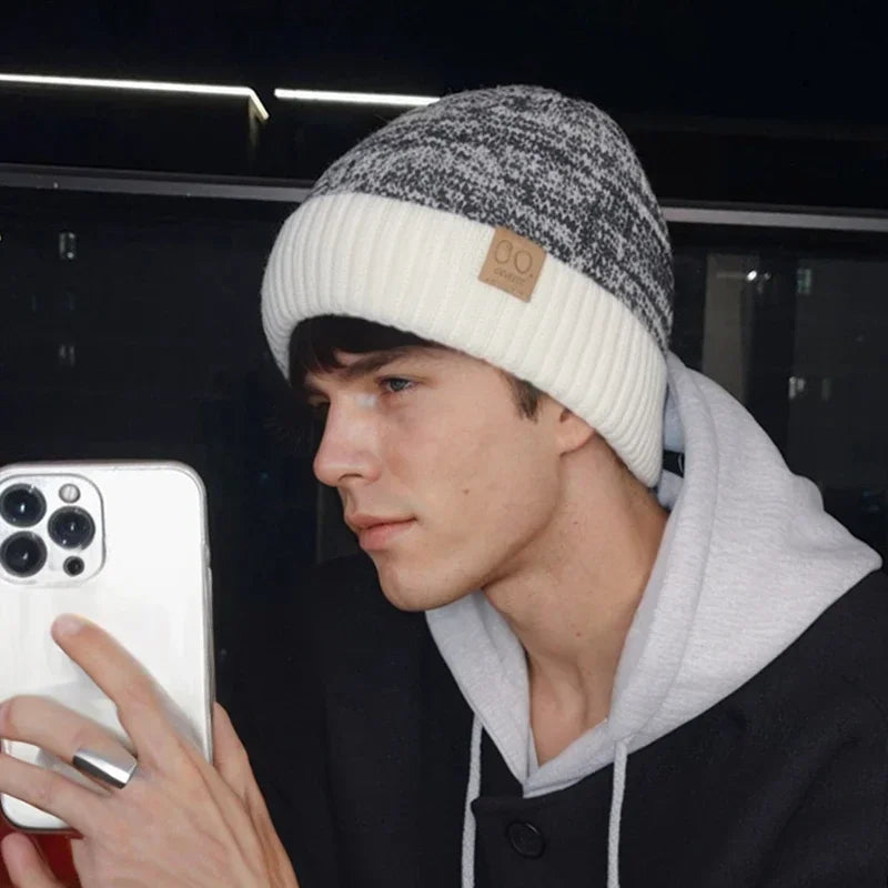 Fleece-Lined Knit Beanie Hat – Unisex Brimless Winter Cap