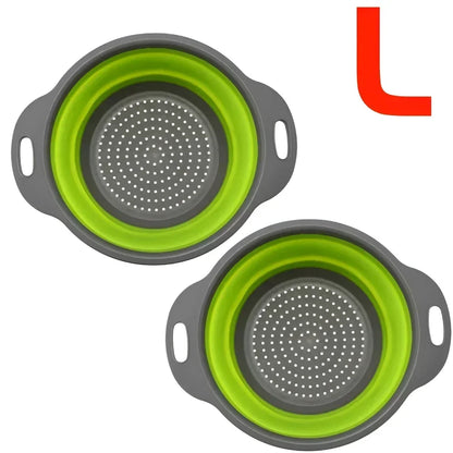 Collapsible Silicone Colander – Foldable Kitchen Strainer Basket