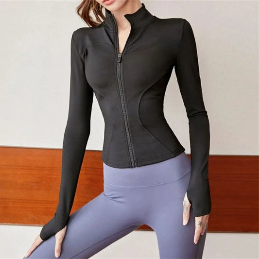 Women's Slim-Fit Athletic Zip-Up Jacket – Yoga Running Gym