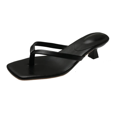 Women's Clip Toe Heeled Slides – Chic Low Heel Dress Slippers