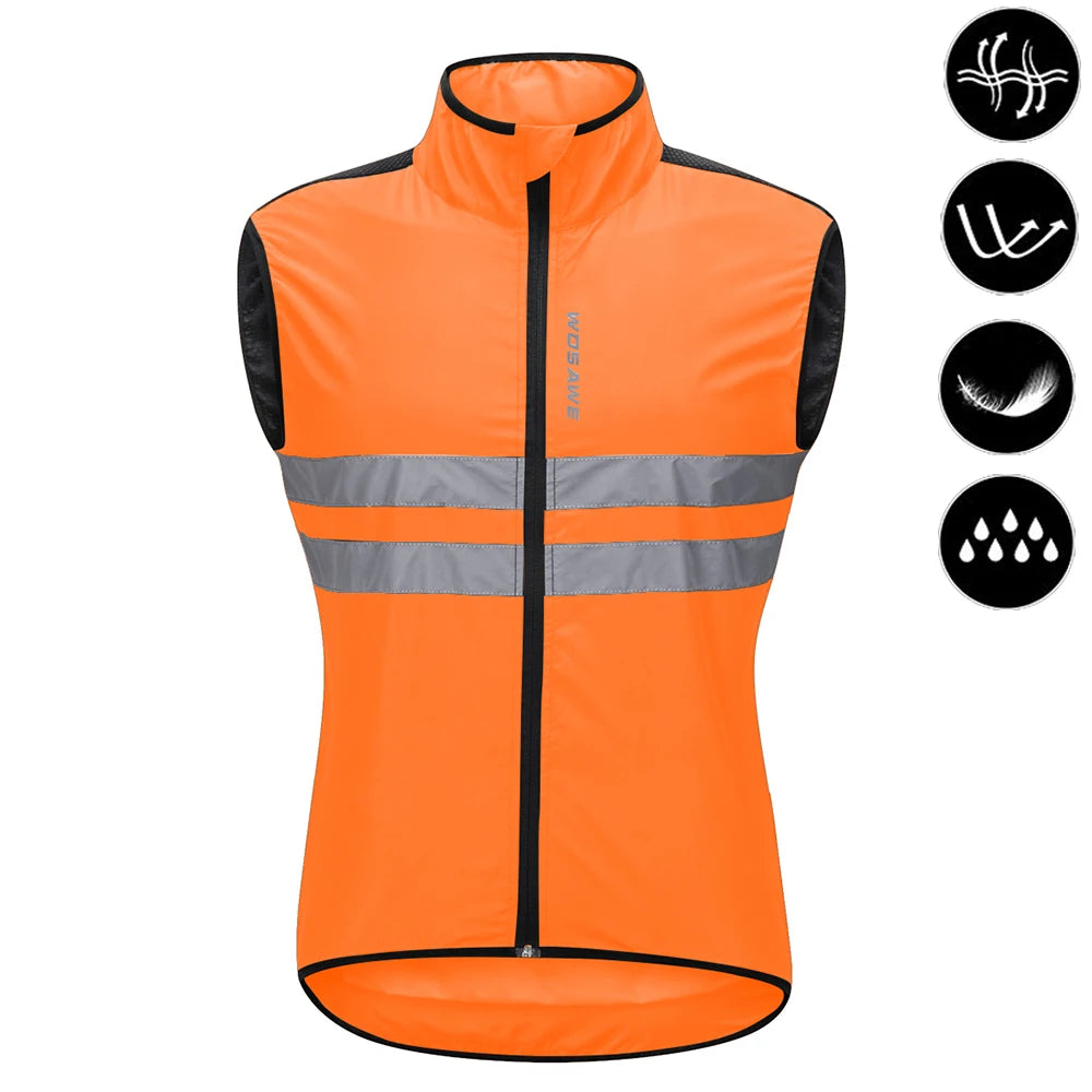 Cycling Windbreaker Vest Men Packable Windproof Reflective Jacket