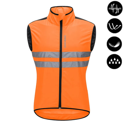 Cycling Windbreaker Vest Men Packable Windproof Reflective Jacket
