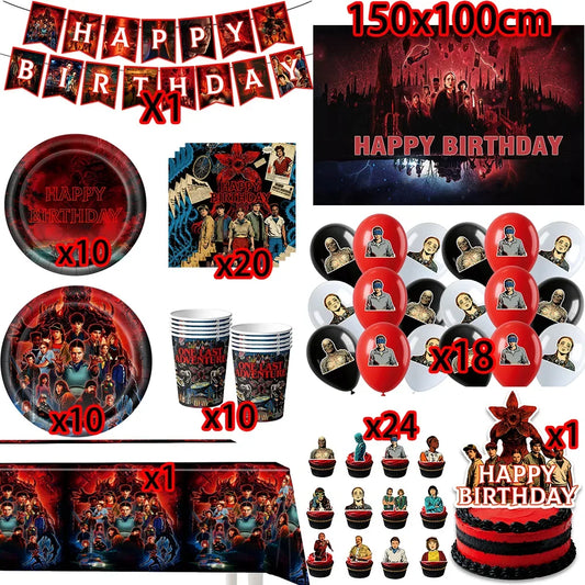 Stranger Things Birthday Party Decorations – Disposable Tableware & Balloon Set