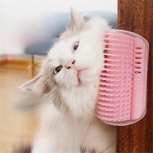 Cat Corner Grooming Brush – Self-Groomer Scratcher with Catnip
