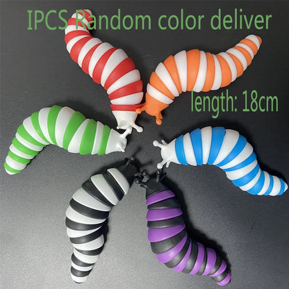 3D Slug Fidget Toy – Articulated Rainbow Caterpillar Sensory Toy