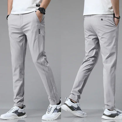 Men's Slim Stretch Casual Pants – Lightweight Summer Golf Trousers
