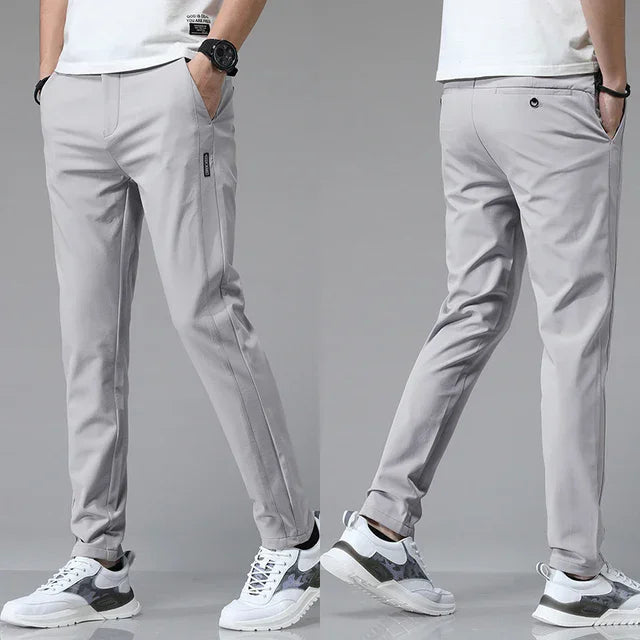 Men's Slim Stretch Casual Pants – Lightweight Golf Trousers
