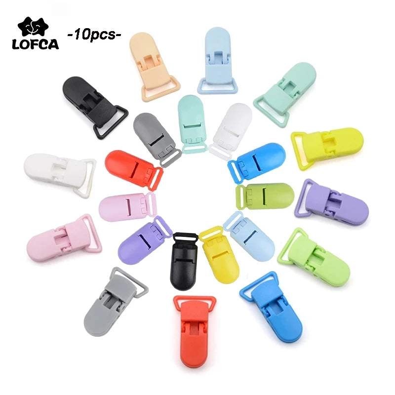 Pacifier Clip Plastic Clasps with Silicone Beads – 10 Pcs, 20mm