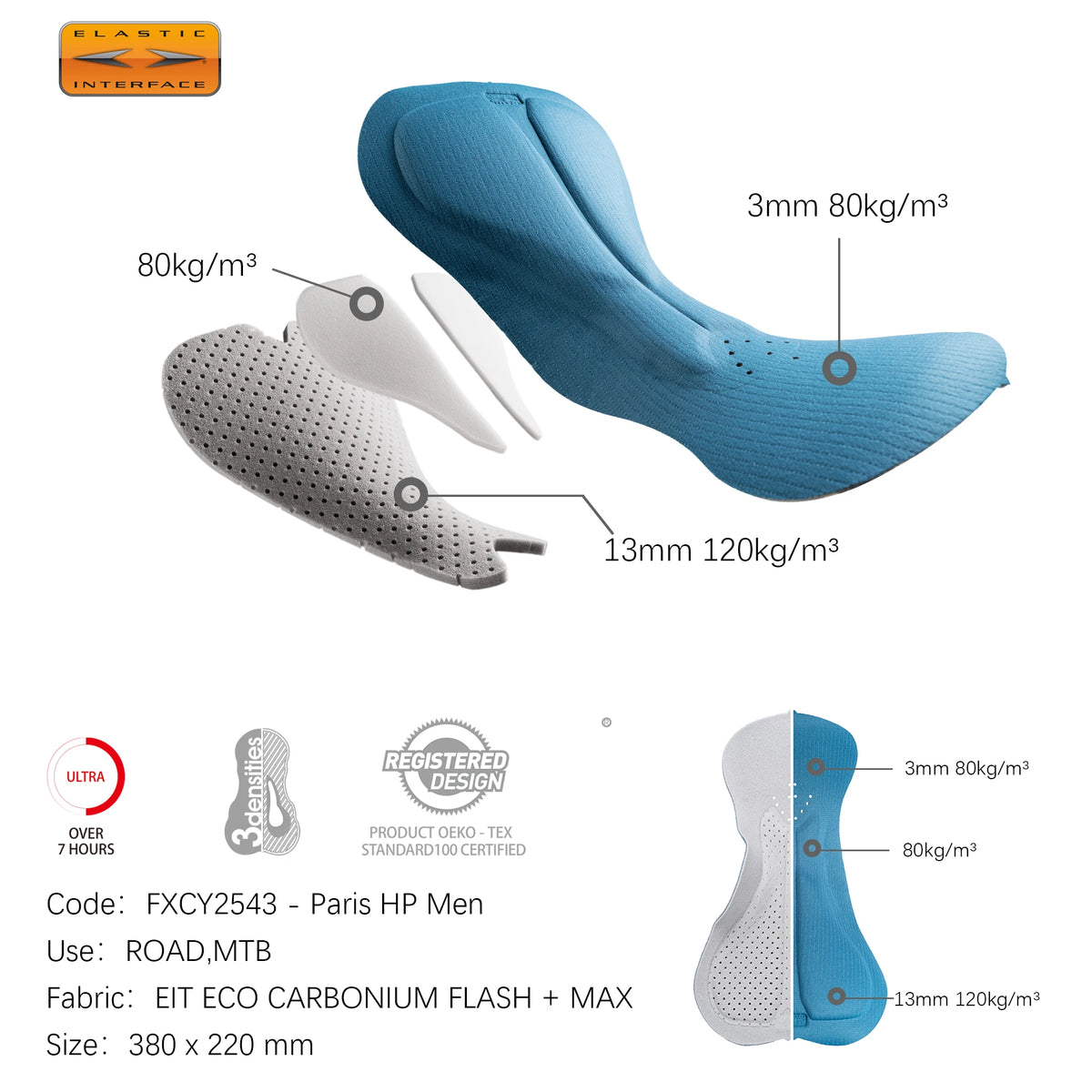 Cycling Bib Shorts Men - Darevie DVP105 Italy Elastic Interface Pad
