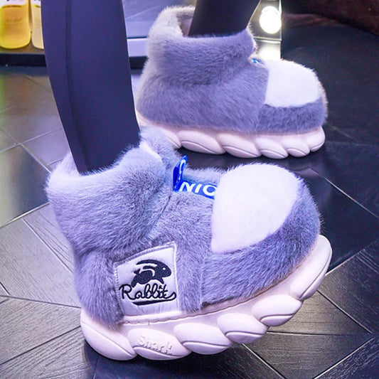 Plush Fluffy Snow Boots – Warm Winter Slippers for Women