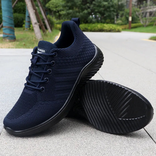 Men's Breathable Mesh Sneakers – Lightweight Lace-Up Running Shoes
