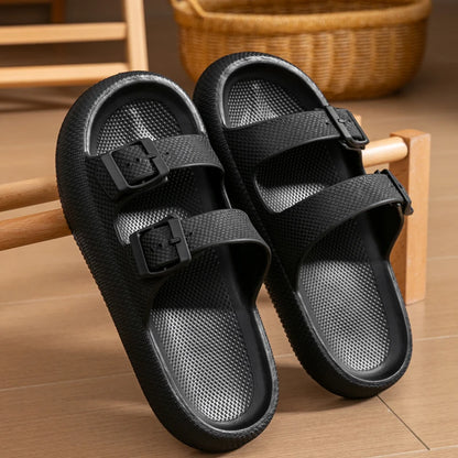 Men's Thick Sole Double Strap Sandals – Non-Slip Outdoor & Shower